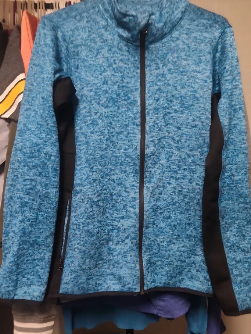 Marc New York Blue Heather Zip-Front Utility Jacket with Black Panels